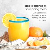 Aqua Blue Rim 10 oz Tumblers (set of 6)